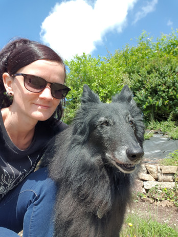 Pauline with a dog